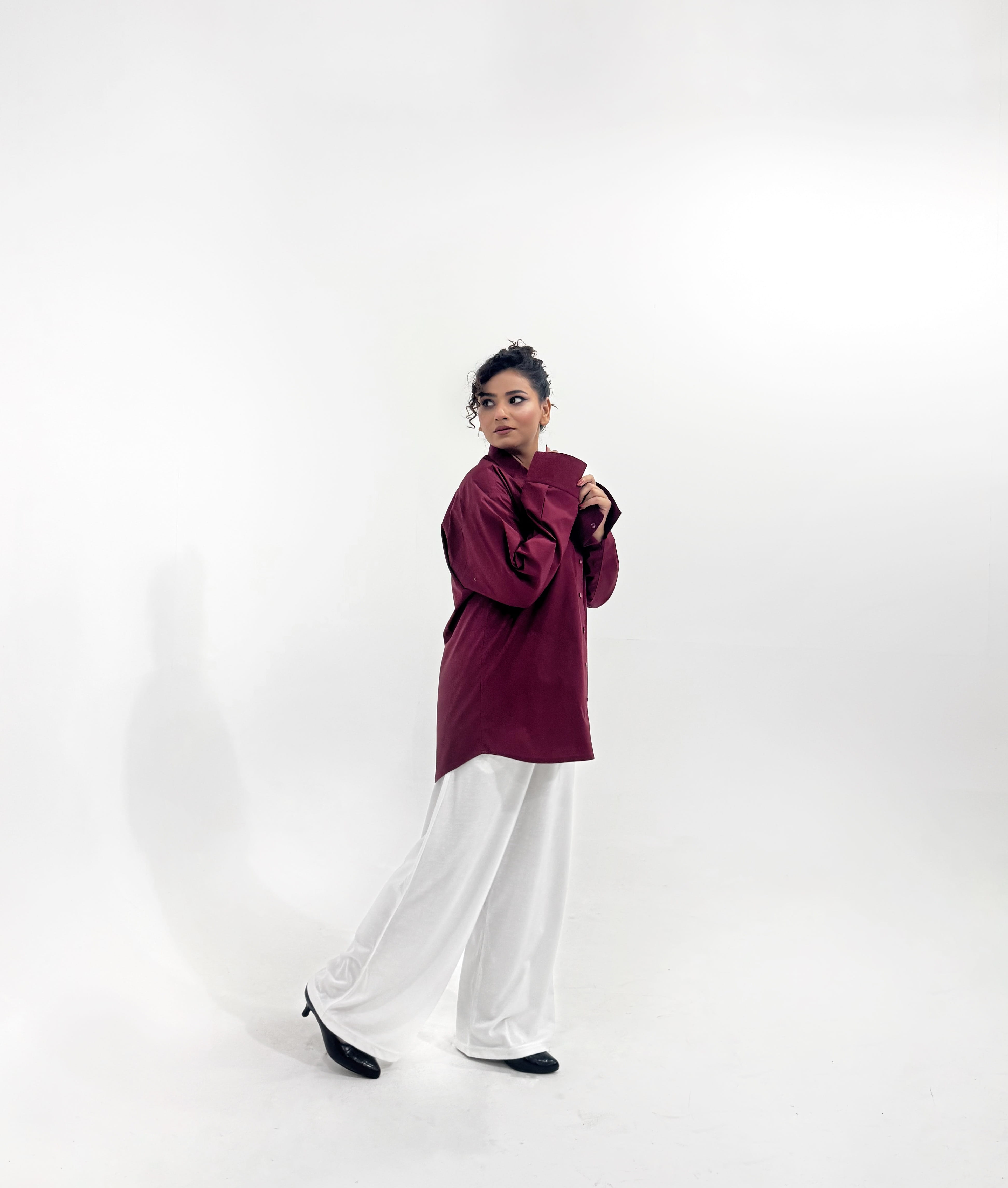 Zella Burgendy Cotton shirt